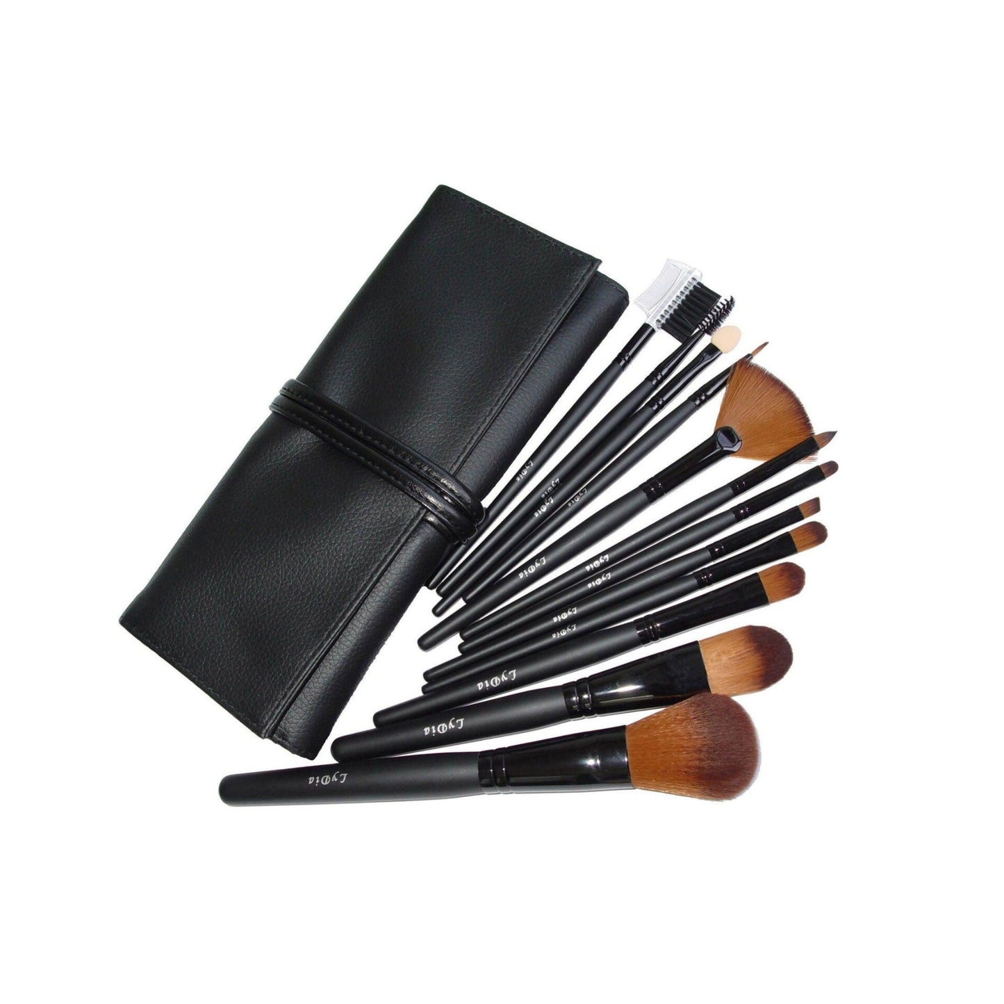 LyDia Black Makeup Brush Set with Case