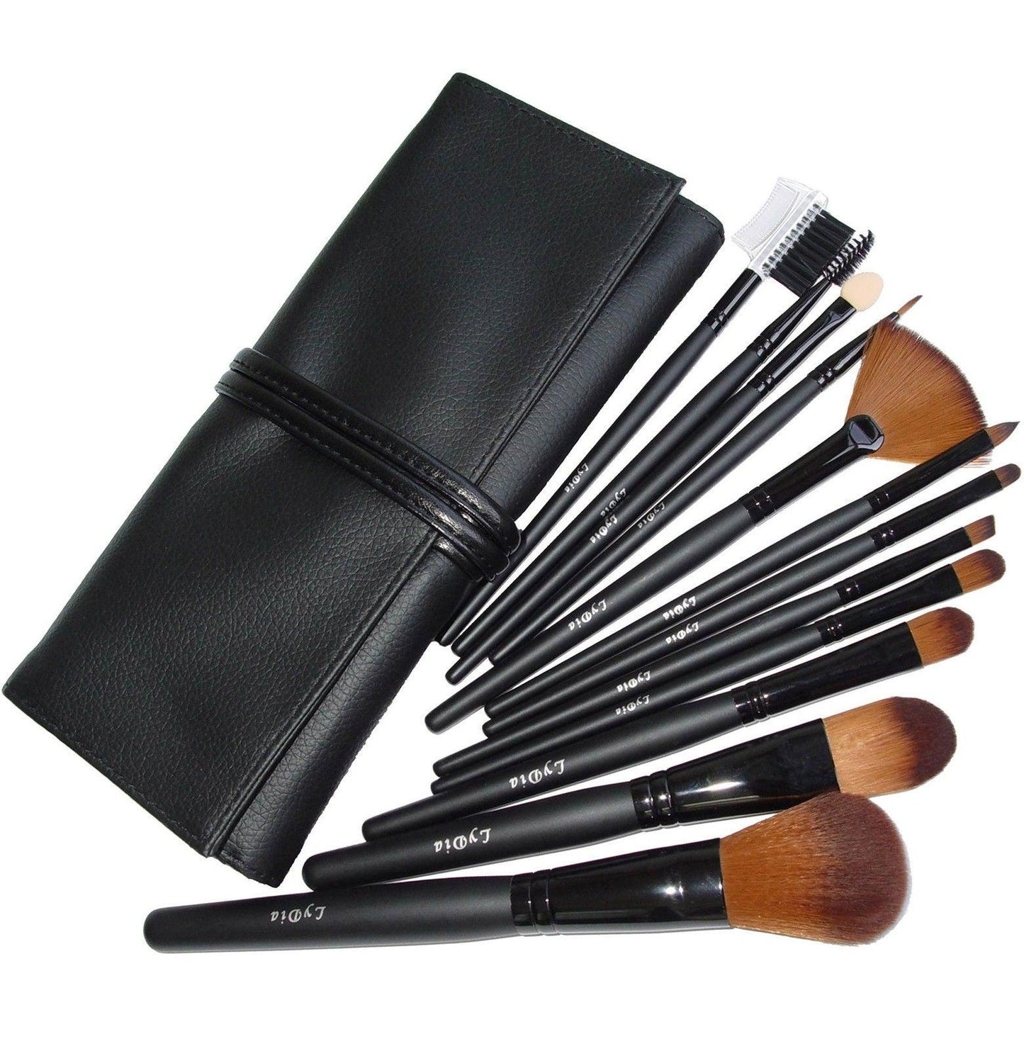 LyDia Black Makeup Brush Set with Case - Iconic and class