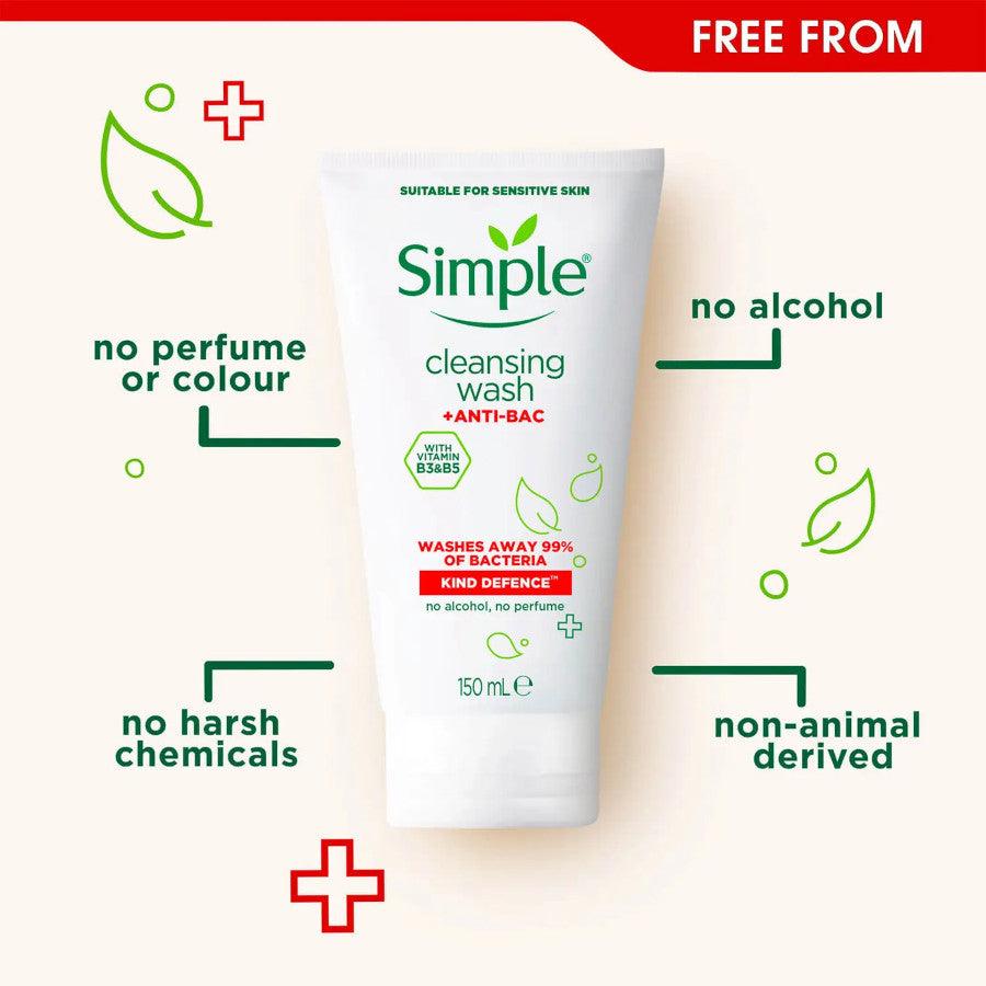 Simple Kind Defence +Anti-Bac Cleansing Facial Wash - 150ml - Iconic and class